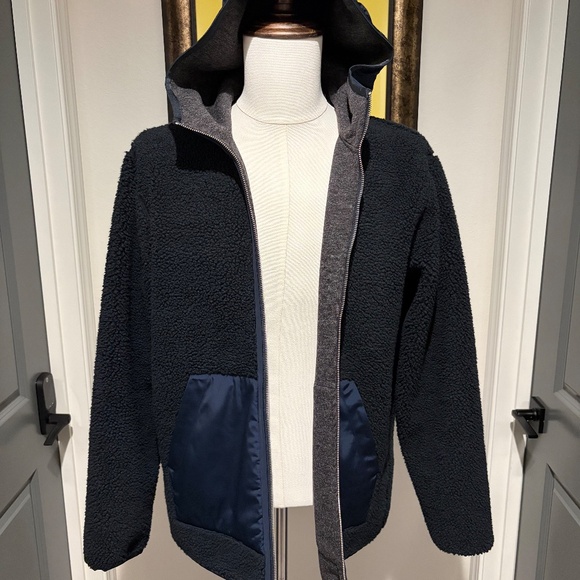 Theory Mens Reversible Coat Blue Grey Size Large - Picture 2 of 7